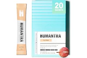 Humantra Electrolyte Packets | Zero Sugar | W/ 6 Electrolytes | Electrolytes Powder (20 Count, Lychee)