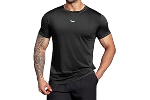 Boyzn Męskie koszulki treningowe UPF 50+ ochrona przed słońcem koszule do biegania sportowe sportowe z krótkim rękawem okrągły dekolt koszulka na siłownię dla mężczyzn