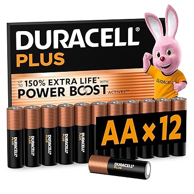 Duracell Plus AA Batteries, 12 Pieces, Alkaline Batteries 1.5V, Up to 150% Extra Life with Power...