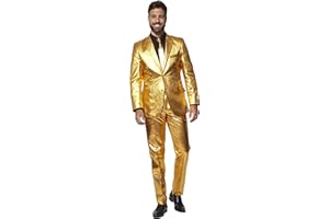 OppoSuits Herren-Partyanzug in Gold - Silvester- und Weihnachtsfeier-Kostüm - Golden Metallic - Inklusive passender Jacke - Hose und Krawatte