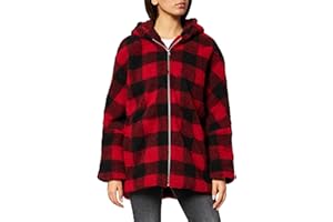 Urban Classics Check Sherpa-Chaqueta con Capucha para Mujer