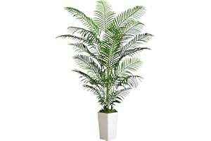 FSOHOI Palma Artificiale Arnusa in Vaso Bianco 180 cm, Pianta Artificiale Areca per Interni, Albero Artificiale Decorativo Verde per il Soggiorno, il Balcone, la Camera da Letto e l'Ufficio
