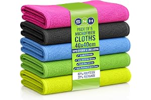 SNH Packing 5 Pieces Multicolor Microfiber Cleaning Cloth (40×40 cm) Multi-Purpose, Bathroom, Car, Kitchen Towels Set Super Absorbent Reusable Cleaning Towels Kitchen Cloth Dusters