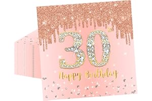 POPOYU 20Pcs 30th Birthday Napkins Rose Gold,Happy 30th Serviettes Rose Gold Napkins for Women,Paper Tableware Set 30th Birthday Decorations for Her Birthday Gifts,30th Birthday Party Decoration