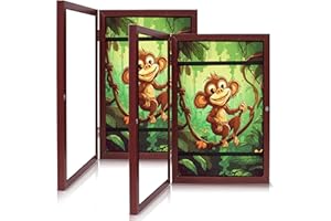 farout! Kinder Kunst Bilderrahmen Din A4 für Kinderzeichnungen, Rahmen aufklappbar, Kinderkunst Rahmen austauschbare Bilder, Ideal für Kinderbilder Kunstprojekte. (Braun 2 Set)