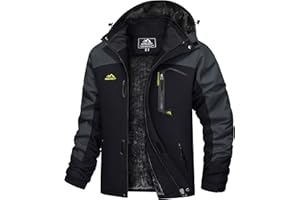 TACVASEN Impermeabile Giacca da Montagna in Pile da Uomo Giacca da Sci Calda Multi-Tasche