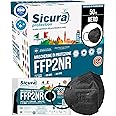 50 Mascherine FFP2 Certificate CE nere Made in Italy con Elastici Neri logo SICURA impresso BFE ≥99% Mascherina ffp2 italiana