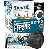50 Mascherine FFP2 Certificate CE nere Made in Italy con Elastici Neri logo SICURA impresso BFE ≥99% Mascherina ffp2 italiana