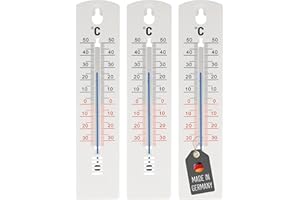 ‎LANTELME Lantelme 3 Stück Außenthermometer Set Temperatur -35°C bis 50°C | Analog Thermometer Wetterfest für Innen Außen Garten | Kunststoff 20cm lang Farbe Weiß | Gartenthermometer Universal einsetzbar