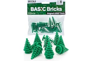 BRICK FLIP Drzewka Lego w kolorze zielonym, 10 sztuk – zestaw choinek Lego do lasu Lego i krajobrazu Lego, akcesoria Lego, drzewa i krzaki Lego, 2 x 2 klocki Lego (Basic Bricks (‎2435)