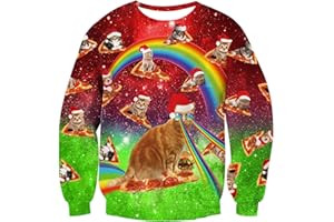 ALISISTER Brzydki świąteczny sweter z nadrukiem 3D Xmas sweter bluza zabawny sweter z długim rękawem T-shirt dla mężczyzn S-3XL