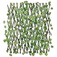 Go Hooked Wood&Plastic Artificial Expanding Wood Fence Trellis Artificial Plant Garden Green Wall Leaf Ivy Wood Fence for Home Decor Garden Decor Restaurant Decor(60 X 20 Inch,Pack of 1)
