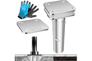 KESSER® Metall Universal-Bodenplatte | Sonnenschirmständer für Sonnenschirm & Ampelschirm | Bodenhülse für Kurbelschirm | Sonnenschirm-Schirm-Ständer | Bodenanker inklusive Handschuhe | Silber