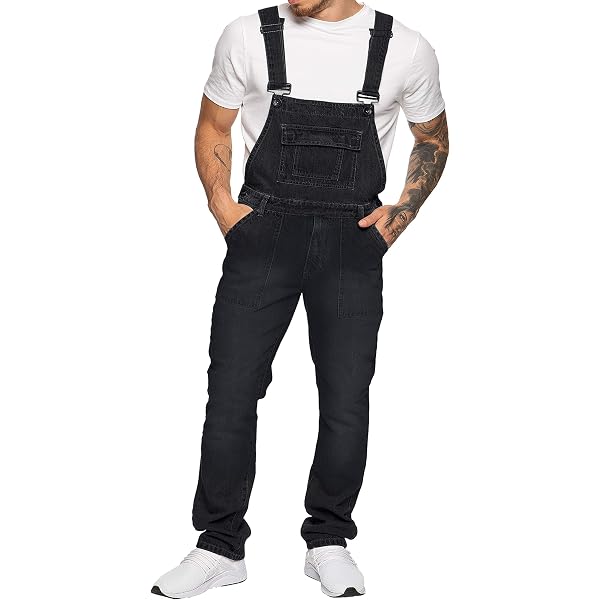 Salopette En Jean Pour Homme – Modèle 2025 Avec Bretelles Et Poches Tendance – Taille L – Polyvalente Décontractée - 3