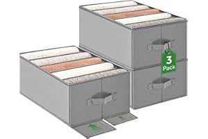 Captainfive Organizador Armario Ropa 3 Piezas, Organizador Cajones de Camisetas Jeans, Cajas Almacenamiento Plegable de Tela con 5 Compartimentos, Apilable, Ahorra Espacio (L, 43 x 30 x 20 cm)