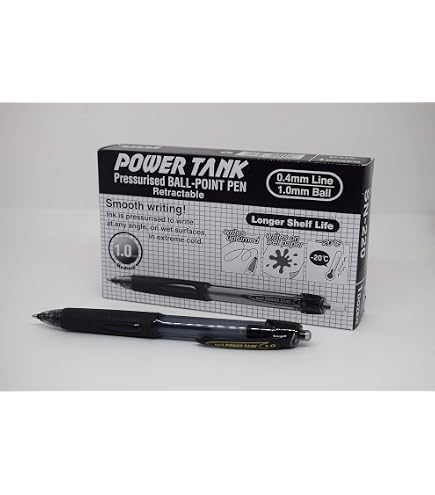 Uni-Ball Power Tank SN-220 - Penna A Sfera Retrattile 1.0mm - Inchiostro Nero - Confezione Da 6 Penne Professionali Per Esterni