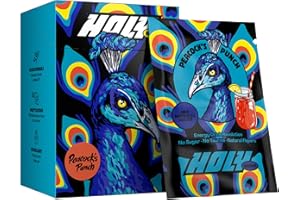 HOLY Energy Gaming Booster Boîte d'essai de 10 “Peacock's Punch” avec goût d'agrumes, grenade & coco | 10 portions avec NewCaff & extrait de thé vert | Focus Drink | Vegan avec arômes naturels