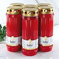 12-delige set HOFER grafkaarsen klein | ca. 50 uur brandduur | rouwkaarsen met deksel | graflicht, begraafplaats kaars met motief | kaarsen voor grafdecoratie en grafdecoratie