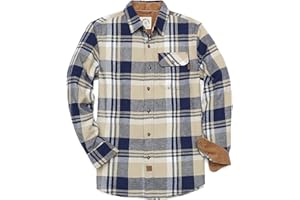 Dubinik® Camicia Flanella Uomo Quadri Camice in Flanella Uomo Regular Fit Casual Cotone Manica Lunga Bottoni Shirt in Pile