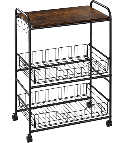 Barra Con Ruote Urban Living - Stile Industriale, Piano In Legno, Nero - Foto 3