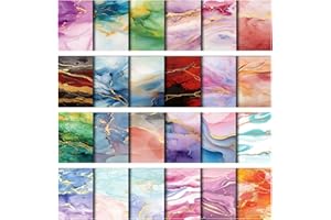DIIWMME Scrapbook Paper 24 Sheets Marble Pattern, 6x6 Inch Decoupage Paper Sheets and Vintage Patterned Craft Papers for Scrapbooking, Card Making, DIY Arts and Crafts Supplies (24 Unique Designs) (A)