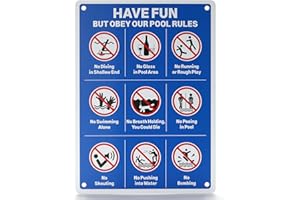 CDXHOME Swimming Pool Rules Metallschild – Rostfreies Aluminium, UV-, wasserdicht und wetterbeständig – 35,6 x 25,4 cm