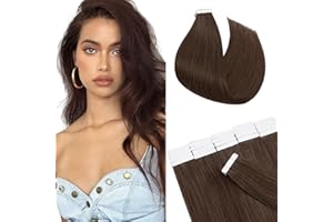 SEGO Extension Biadesive Capelli Veri Biadesivo 20 Ciocche Adesive 50g Tape 100% Remy Human Hair Naturali senza Clip (50cm #4 Castano Medio)