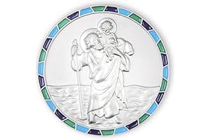 Fritz Cox Autoplakette Christophorus modern | mit Mosaik-Rand blau | 3cm