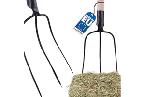 Bauster® Fourche à foin, fourche à fumier, fourche 3 dents pour jardin avec manche 115cm, fourche pour écurie, ferme en acier de haute qualité, fourche à fumier robuste pour le jardinier et