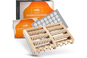 ALPENHAUCH - Fußmassageroller aus Echtholz mit Akupressurmatte - Vitalisierendes Fussmassagegerät mit Noppen - Stimulierender Fußmassage Roller - Fußmassage für Fersensporn & Plantarfasziitis