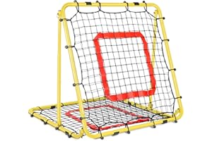 BASEGOAL Reboteador Futbol - [Ángulo 8 Niveles Ajustable] Red de Rebote Fútbol, Rebounder Baloncesto, Malla de PE de Doble Capa, Rebotadores Plegable para Entrenamiento de Fútbol Tenis Béisbol