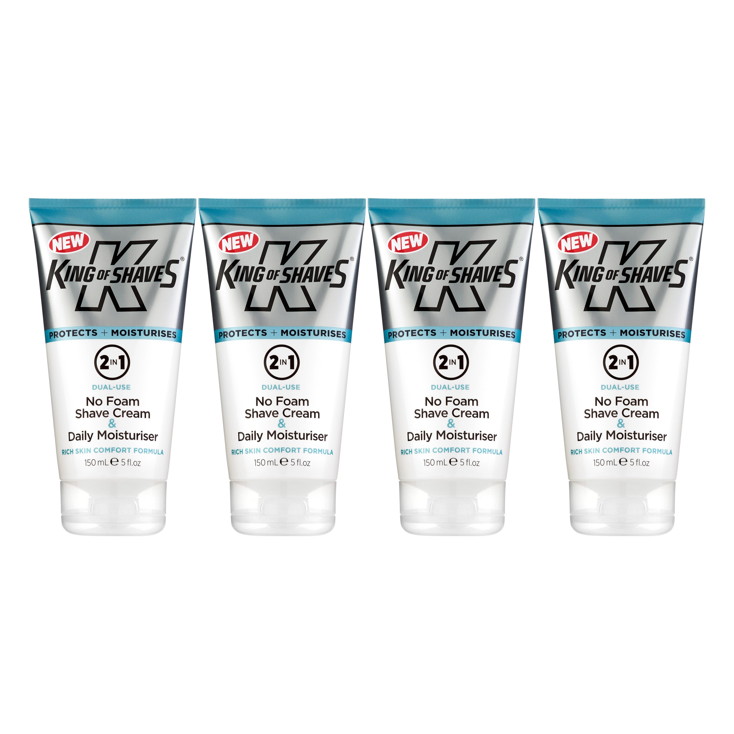 King of Shaves 2in1 No Foam Shave Cream Daily Moisturiser QUADPACK