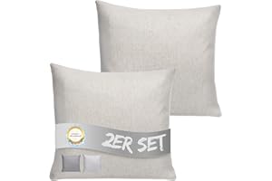 ‎INSPINOVIA INSPINOVIA Outdoor Kissen mit Füllung | Wasserabweisende Deko Kissen | 2er, 4er & 6er Sets | Gartenkissen | Lounge Kissen | 45 x 45 cm (Creme, 2er Set)