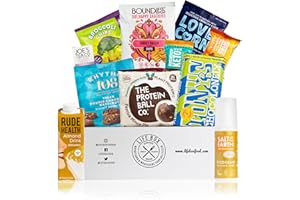 LIFEBOX NUTRITIOUS AND WHOLESOME FOOD DELIVERED ESTABLISHED ENGLAND POWER OF PREVENTION Lifebox - Premium Vegan Snacks & Drinks Box: Gift Hamper | Healthy Gluten-Free treats | Nutritionist-Approved