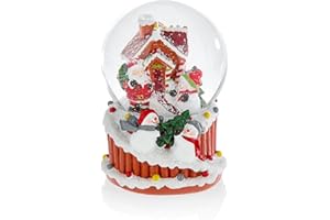 Celebright Weihnachts-Schneekugel mit Musik, spielt 8 Lieder, einschließlich Klingelglocken und leuchtet mit wechselnden LED-Farben, groß, 14 cm (Lebkuchenhaus)