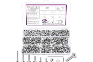 BATENGKEJI 521 Pcs M4 Screws Set, Countersunk Bolts and Nuts Sets, Countersunk Nuts and Bolts Set with Washers, Flat Head Machine Screws Assorted, Hex Socket Head Cap Screw Assortment Kit + Wrench
