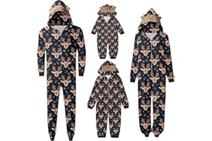 KGLHTYU Weihnachten Pyjama Familie Set, Einteiler Nachtwäsche Weihnachten Schlafanzug für Damen Herren Kinder Baby Weihnachtspyjama Familien Outfits Overall Jumpsuit Weihnachts Matching Pyjamas