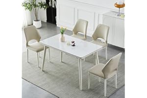 AMZSEW Dining Table and Chairs set 4, Modern Rock Slab Dining Table with 4pcs Pu Leather Dining Chairs, Rectangular Kitchen Table for Home, Kitchen, Dining Room（Size：120 * 70cm ）