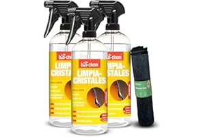 BIO-CHEM CLEANTEC Bio-Chem - Limpiador cristales y superficies acristaladas 3x 750 ml + paño de microfibra - productos y accesorios para la limpieza de superficies de vidrio, espejos, ventanas, automóviles