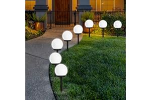 FLOWood Luce solare da giardino a LED, luci a globo solari Lampada da esterno a globo per illuminazione di percorsi da giardino Bianco caldo Confezione da 8