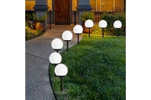 FLOWood Lampes Exterieure Solaires De Jardin Au Sol, Exterieure Étanche Lumiere 8 Pack IP44 Globe Stake lumière Pour extérieur Villa pelouse Jardin, Paysage, Allée, Cour, Patio