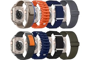 omee 8 Stück Kompatibel mit Apple Watch Ultra Armband 49mm 45mm 44mm 42mm, Alpine Loop/Trail Loop/Ocean-Armband, Nylon Stoff Weich Sport Loop für iWatch Ultra SE Series 8 7 6 5 4 3 2 1