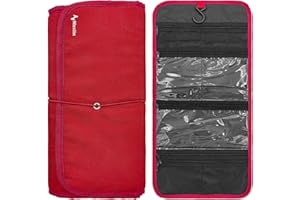 Musiin Tragbarer Koffer für Gitarrenzubehör, Aufhängehaken, faltbares Design mit Mehreren Taschen für Plektren, Saiten, Kapodaster, Gurte und Zubehör, passt in Gig-Taschen (Rot)