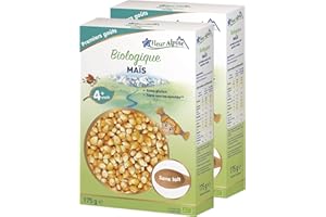 FLEUR ALPINE Lot de 2 bouillies de maïs bio pour bébé - Délicieux petit-déjeuner - Nutritif et sans gluten - Préparation facile - Nourriture bébé de 4 mois et plus sans sucre ajouté - 2 x 7 portions