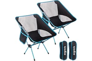 REAKOO Camping Chair Set of 2, Lightweight Folding Camping Chairs for Adults, Portable Camp Chairs with Side Storage Bag for Outdoor, Picnic, Beach, Backpacking, Garden, Fishing, Festival