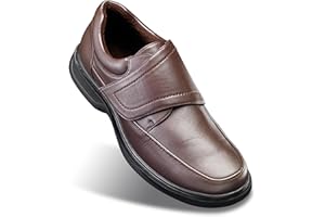 GALERIA DEL COLECCIONISTA Zapatos Elegance Confort Ancho Especial Hombre con Velcro Ajustable. Interior de Piel Transpirable, Suela Antideslizante. Plantilla Memory Foam: cómodos y cálidos.