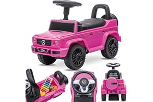 Ride-On Car from 1 Year, Mercedes in Red, Blue, White, Black, Children's Car, Baby Car, Walker with Horn and Engine Sounds (Pink)