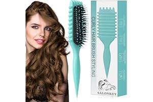 SALONKEY Spazzola per capelli ricci - Spazzola antistatica per lo styling con design di ventilazione per capelli umidi e asciutti, ideale per capelli ricci e cura del volume (Verde)