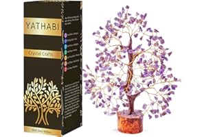 YATHABI Amethyst Crystals - Crystal Tree - Wealth Stones and Crystals - Gemstone Tree - Crystal Tree for Positive Energy - Purple Tree - Spiritual Gift - Chakra Tree of Life Decor - Crystal Bonsai Tree…
