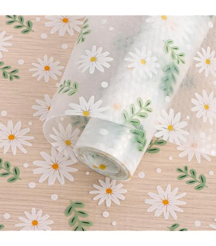 Revêtement D'étagère Pour Armoire De Cuisine, Revêtement De Tiroir Imperméable Pour Salle De Bain, Réfrigérateur, Tapis D'évier Antidérapant, Non Adhésif, En EVA, Motif Marguerite Transparente, 30,5 X